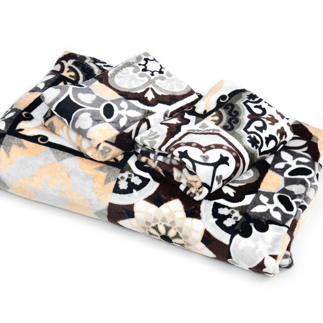 Classic Tile Symphony Super Soft Vevet Double Bedsheet