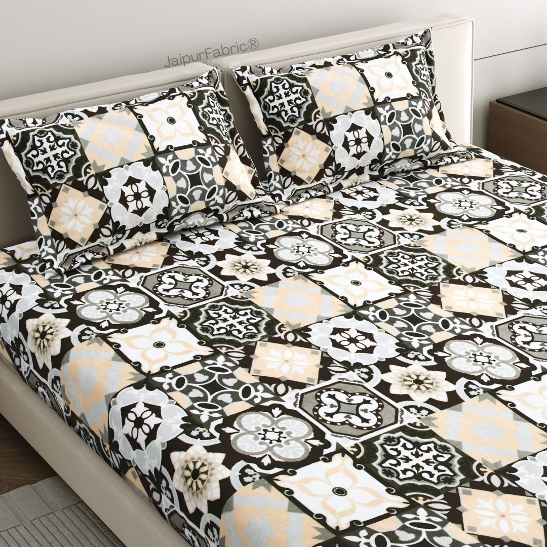 Classic Tile Symphony Super Soft Vevet Double Bedsheet