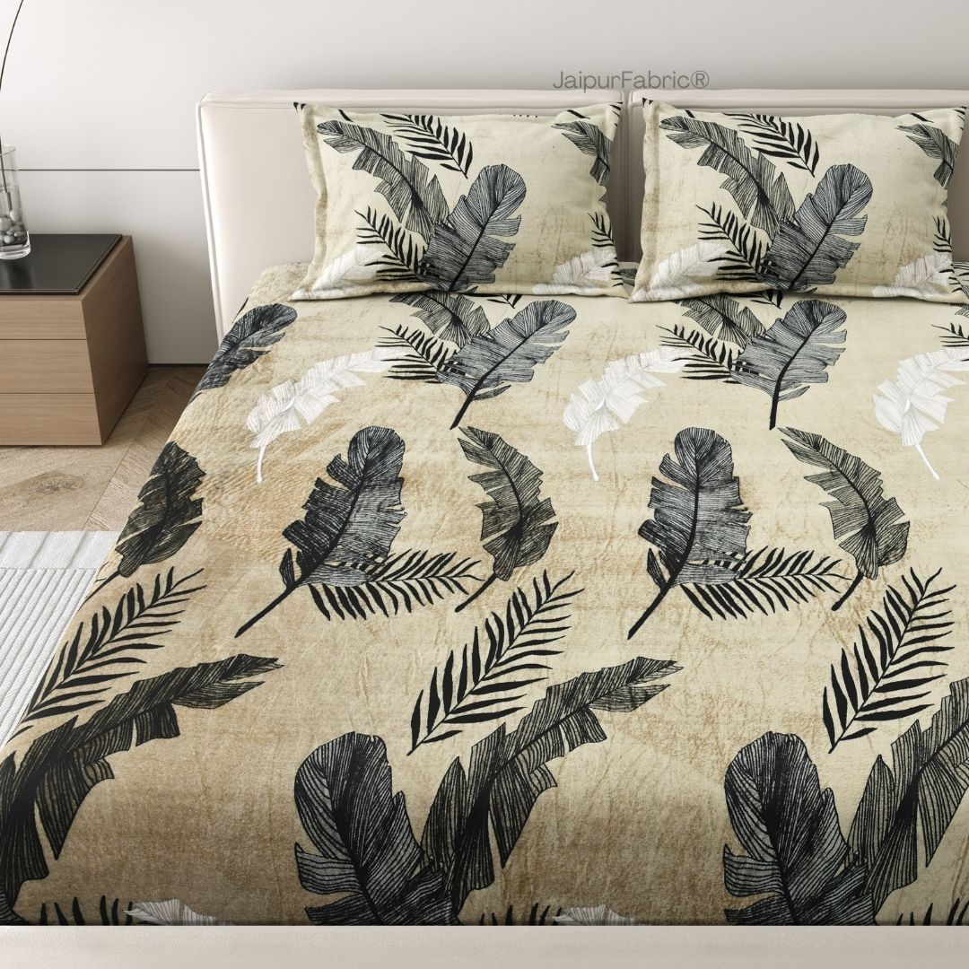 Serene Banana Leaf Print Super Soft Velvet Comfort Double Bedsheet