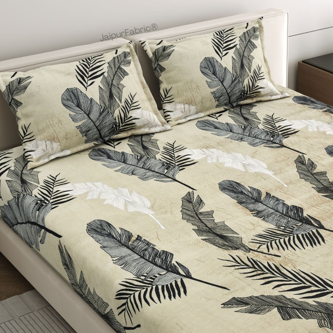 Serene Banana Leaf Print Super Soft Velvet Comfort Double Bedsheet