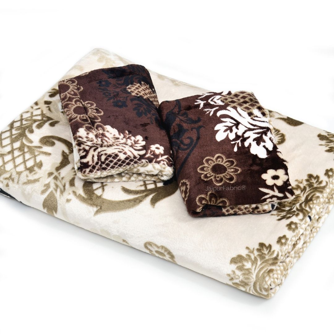 Timeless Black and Gold Floral Super Soft Velvet Double Bedsheet