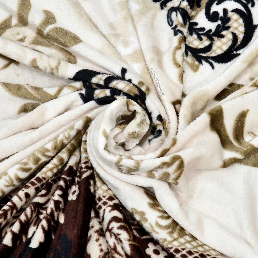Timeless Black and Gold Floral Super Soft Velvet Double Bedsheet