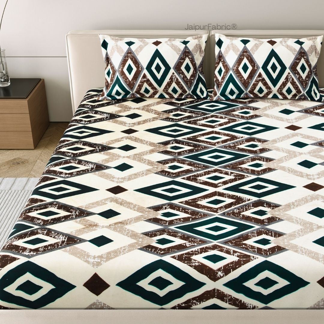 Modern Diamond Mosaic Super Soft Velvet Double Bedsheet