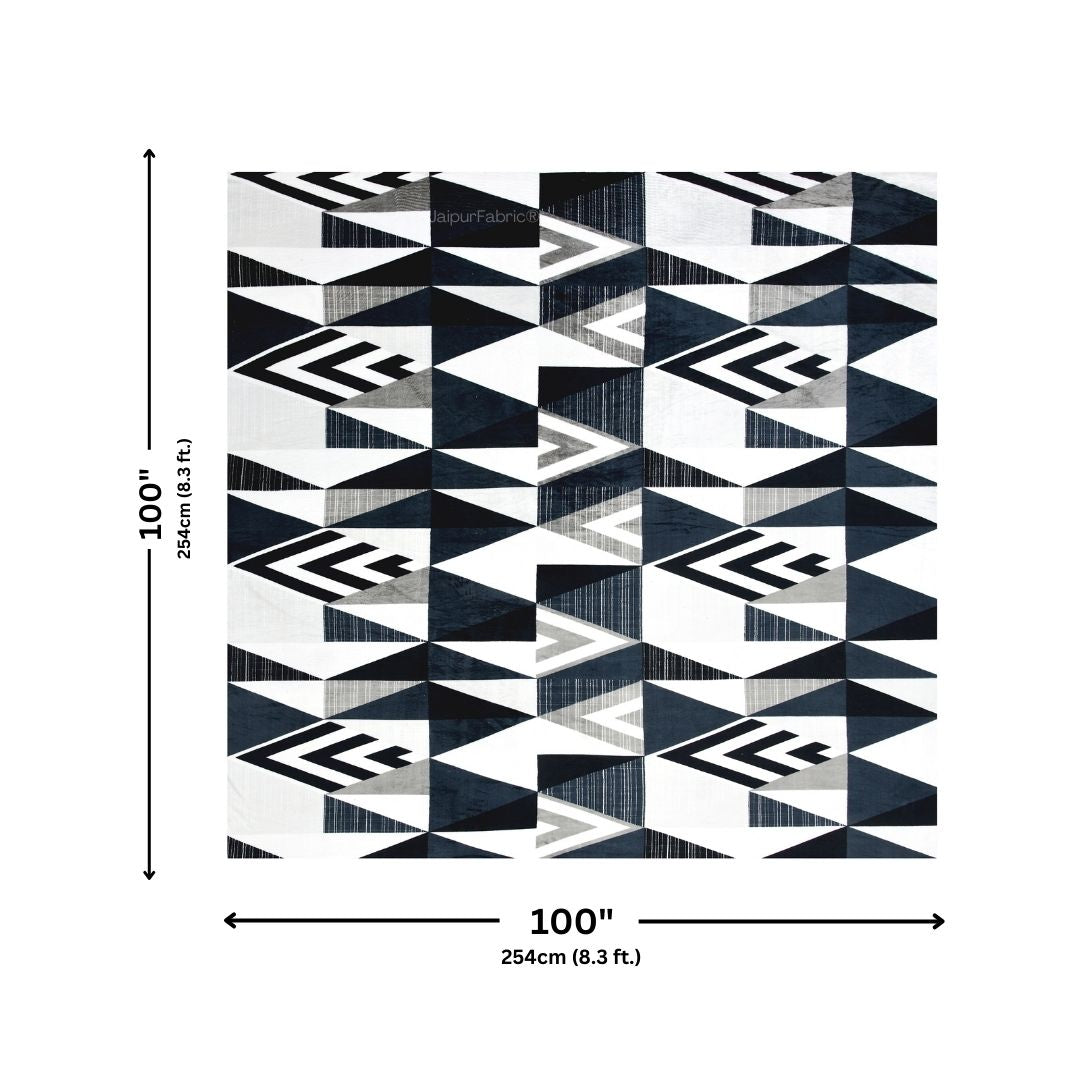 Geometric Black and White Super Soft Velvet Double Bedsheet