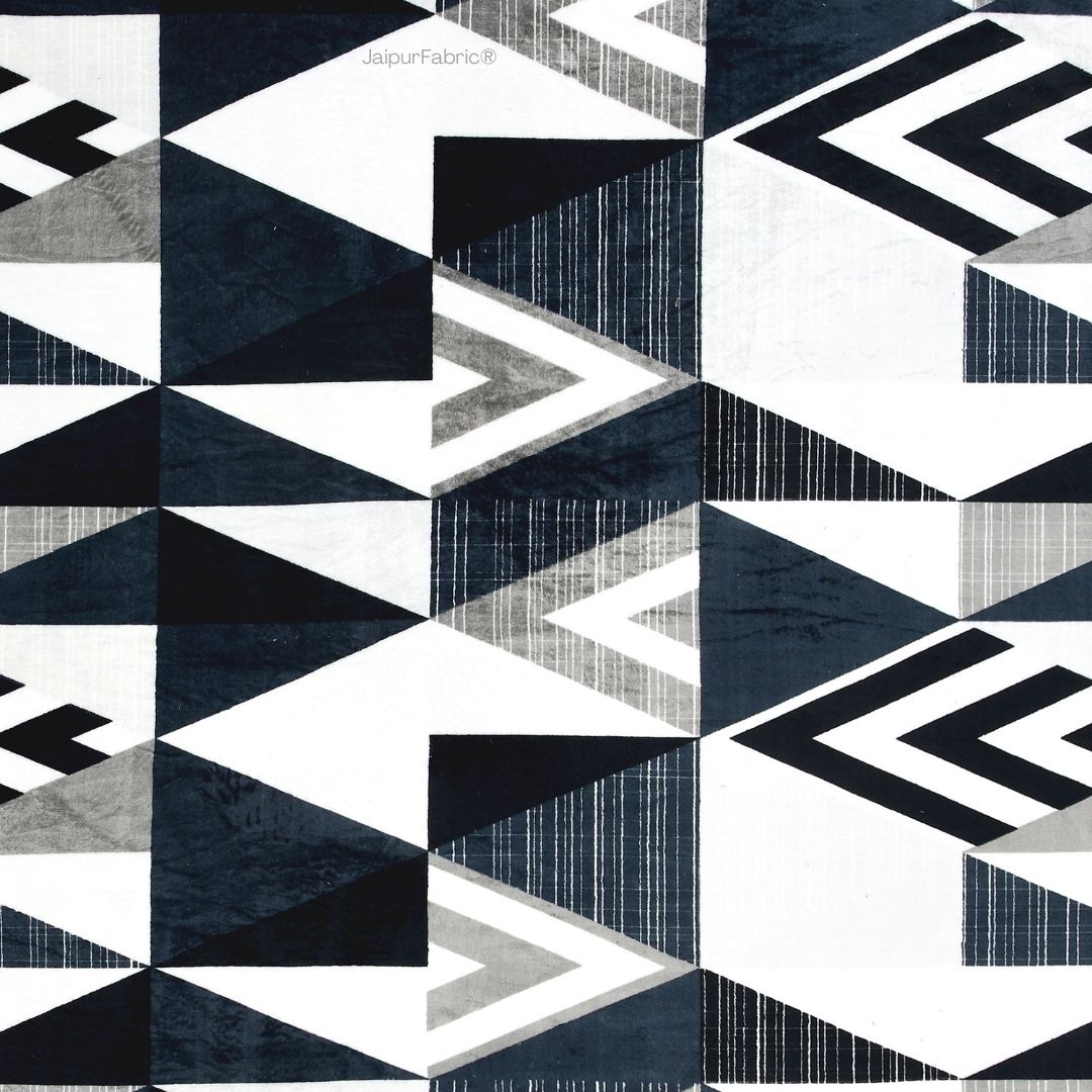 Geometric Black and White Super Soft Velvet Double Bedsheet