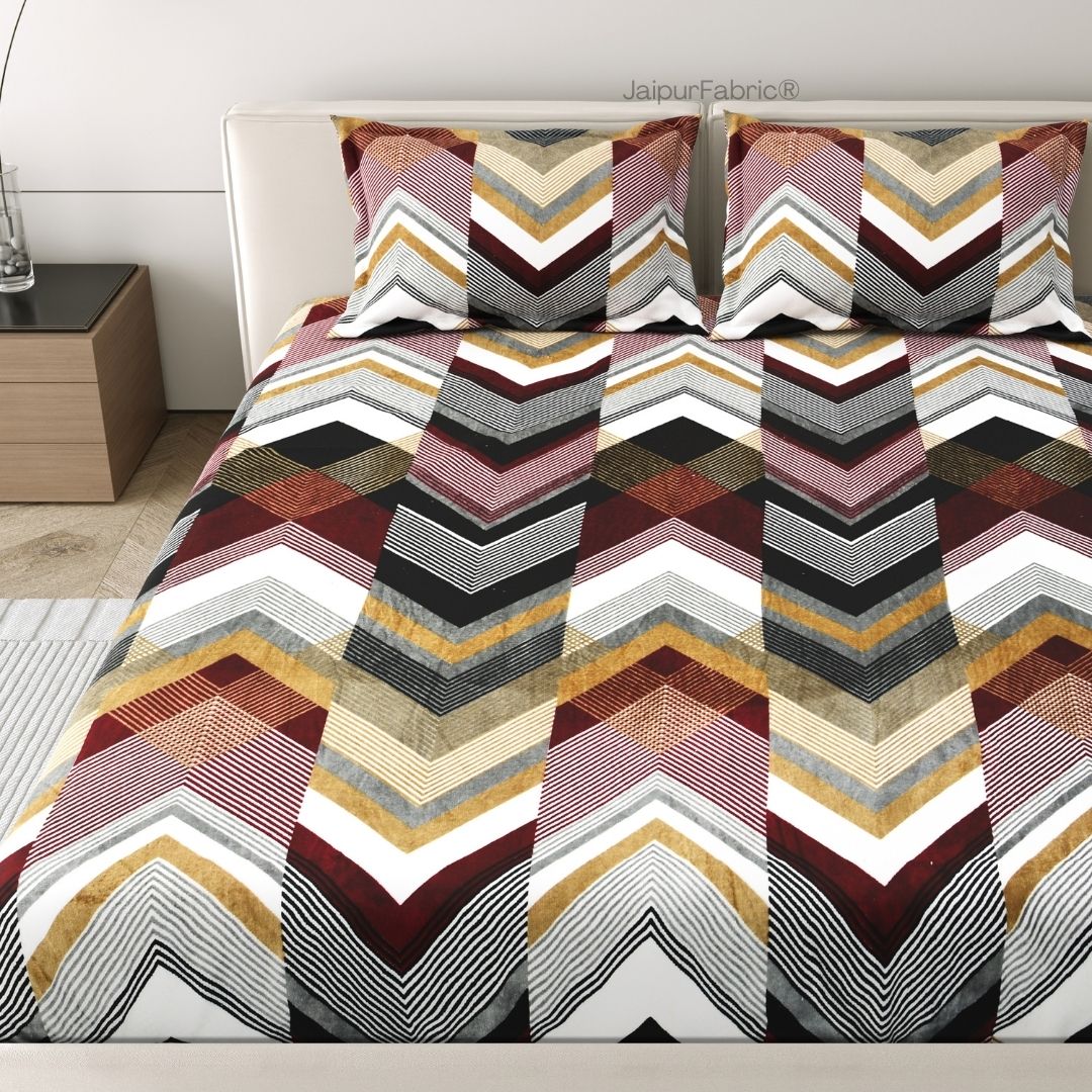 Zigzag Elegance Cozy Super Soft Velvet Double Bedsheet