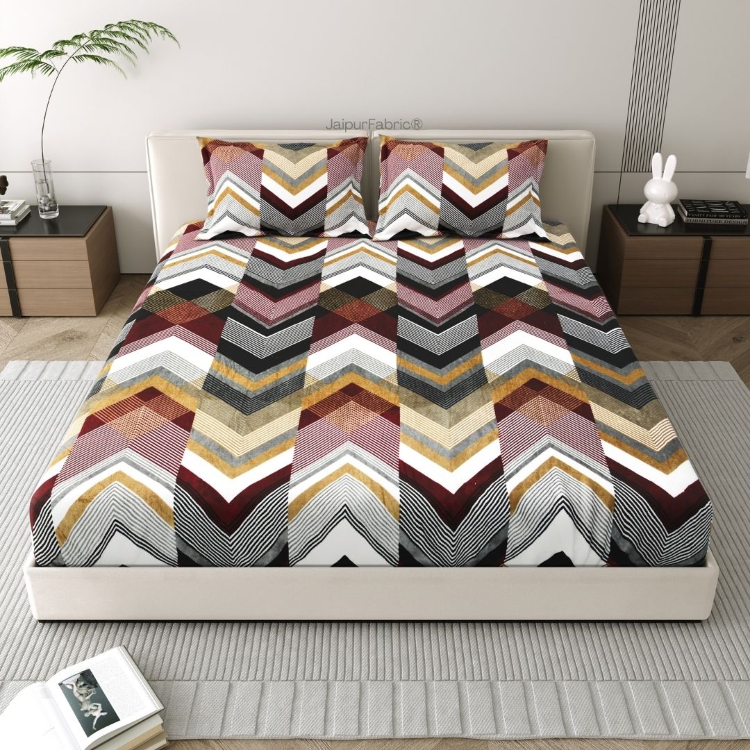 Zigzag Elegance Cozy Super Soft Velvet Double Bedsheet