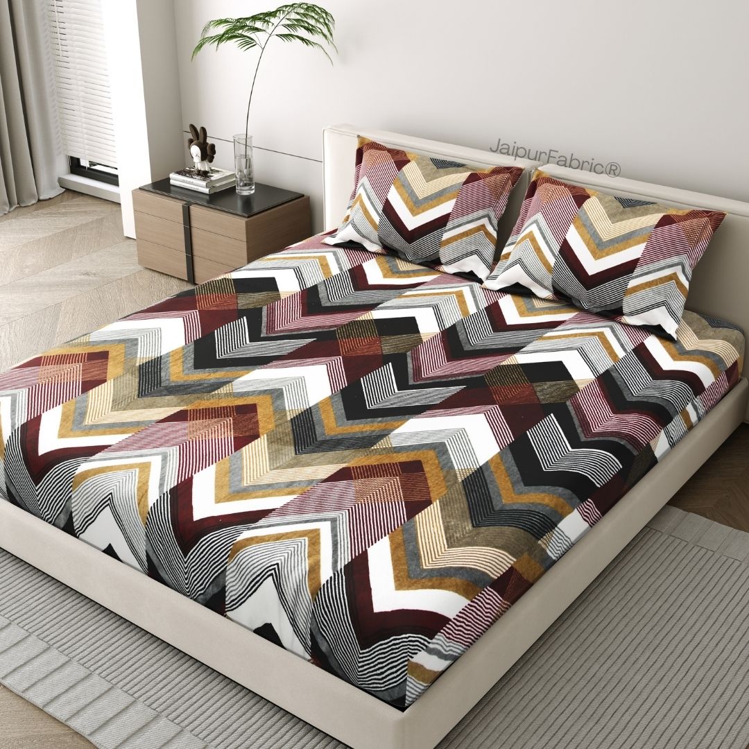 Zigzag Elegance Cozy Super Soft Velvet Double Bedsheet