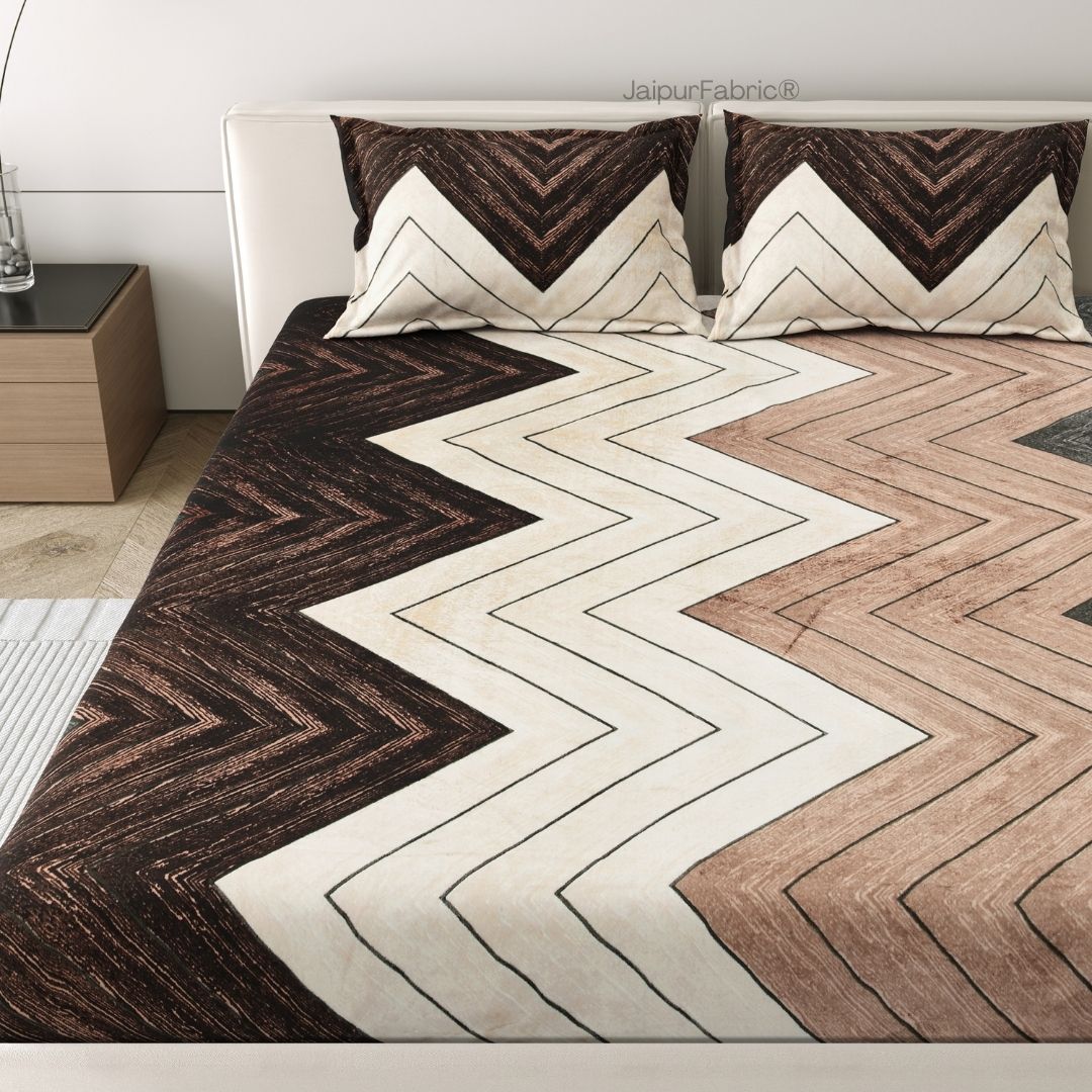Rustic Zigzag Bliss Stylish Super Soft Velvet Double Bedsheet