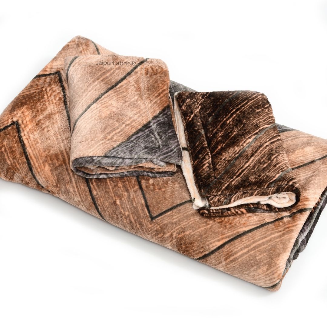 Rustic Zigzag Bliss Stylish Super Soft Velvet Double Bedsheet