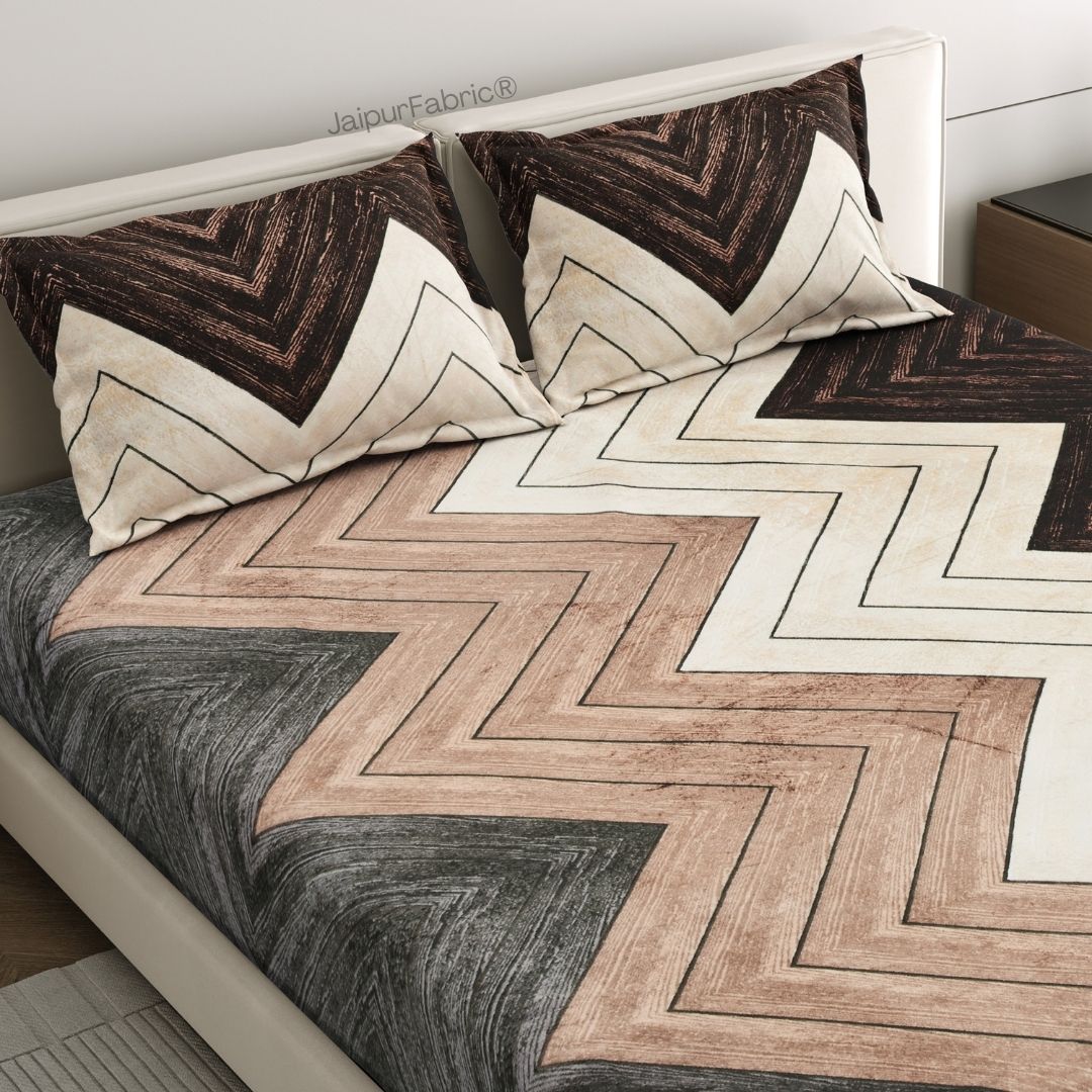 Rustic Zigzag Bliss Stylish Super Soft Velvet Double Bedsheet