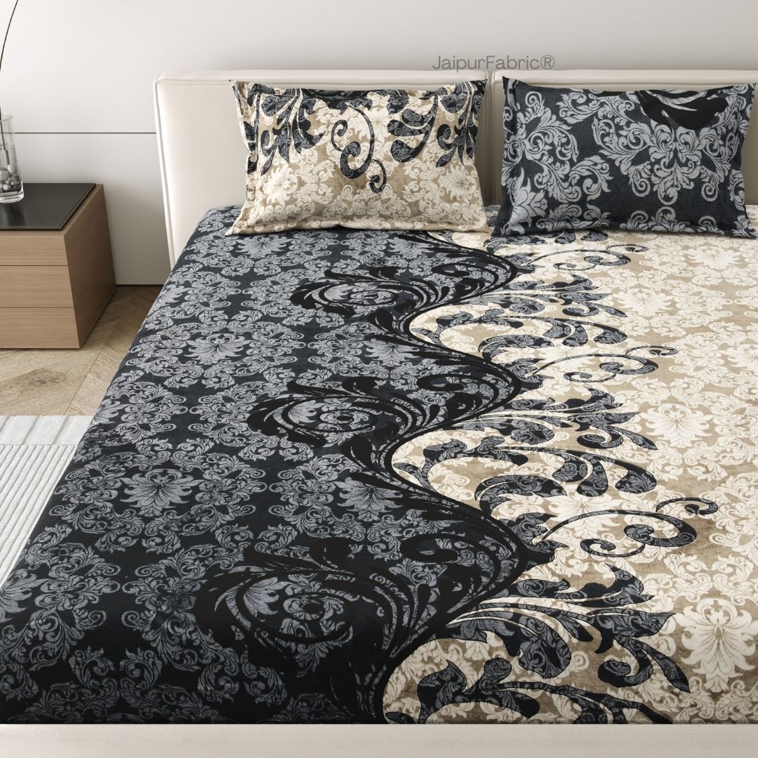 Royal Grace Intricate Floral Motifs Super Soft Velvet Double Bedsheet