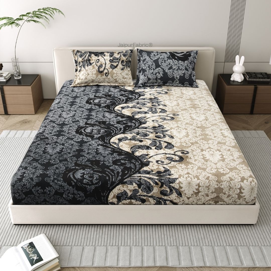 Royal Grace Intricate Floral Motifs Super Soft Velvet Double Bedsheet