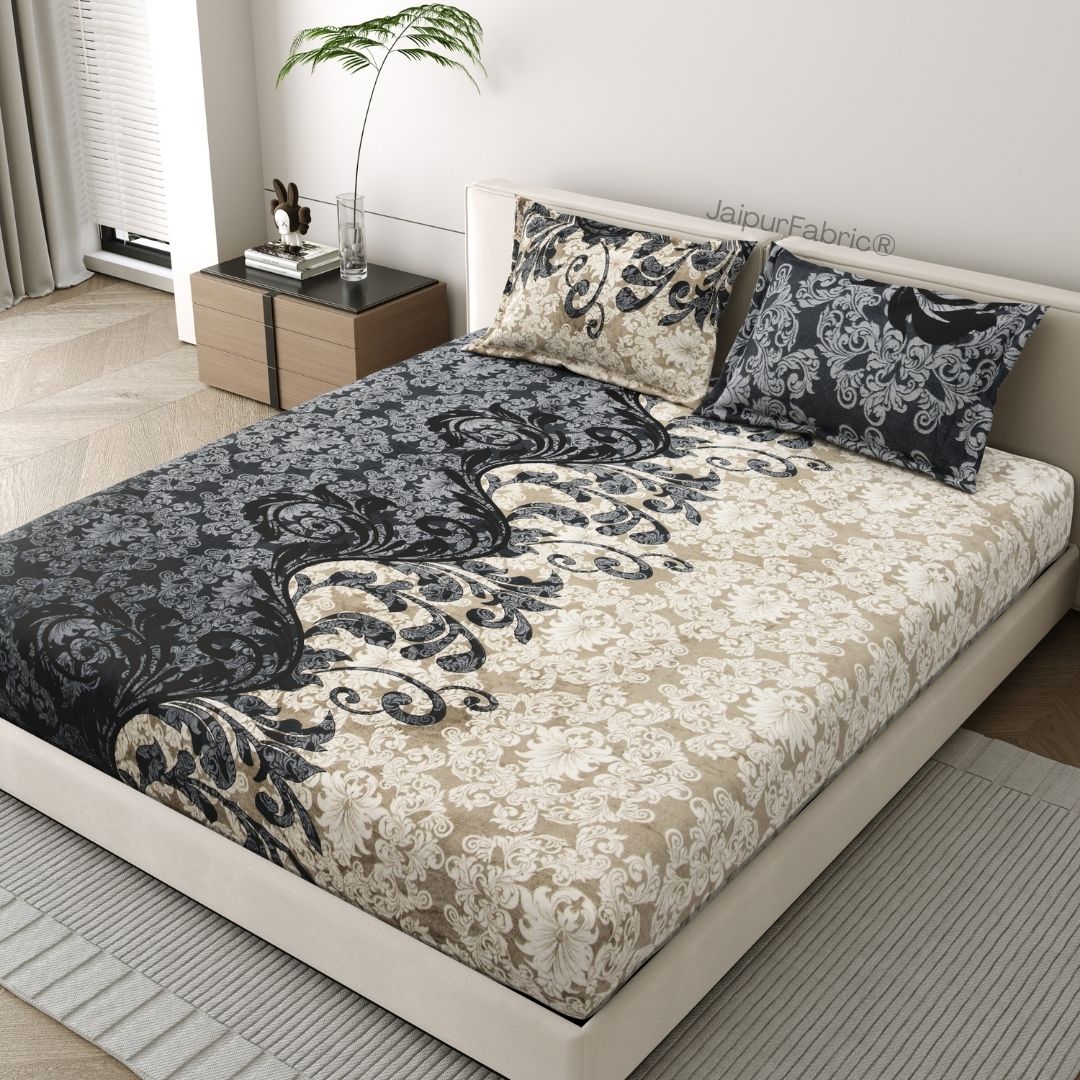Royal Grace Intricate Floral Motifs Super Soft Velvet Double Bedsheet