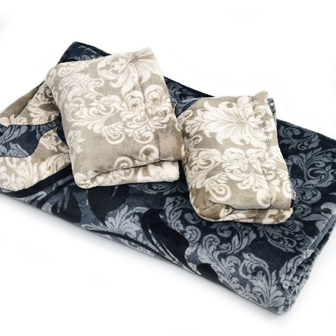 Royal Grace Intricate Floral Motifs Super Soft Velvet Double Bedsheet