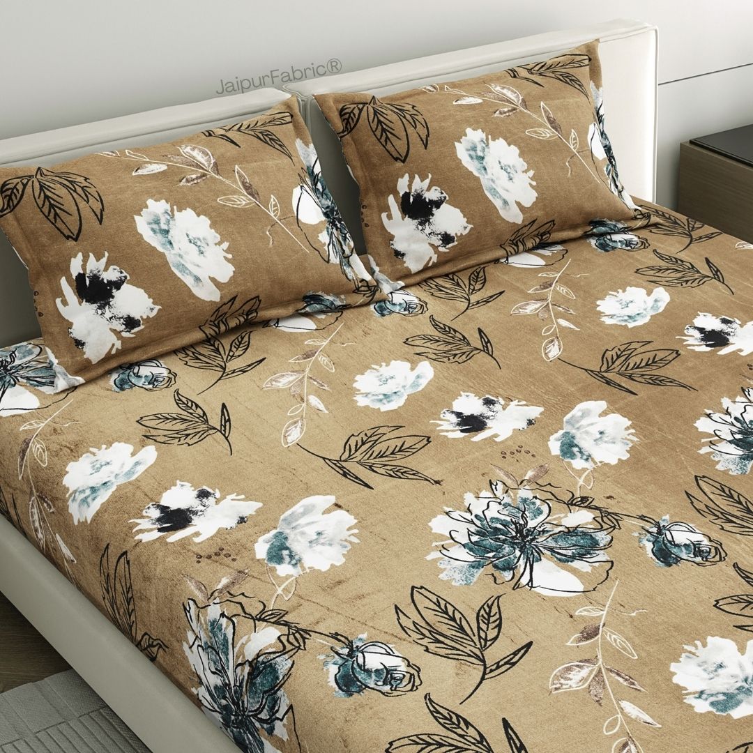 Rustic Flora Premium Super Soft Velvet Comfort Double Bedsheet