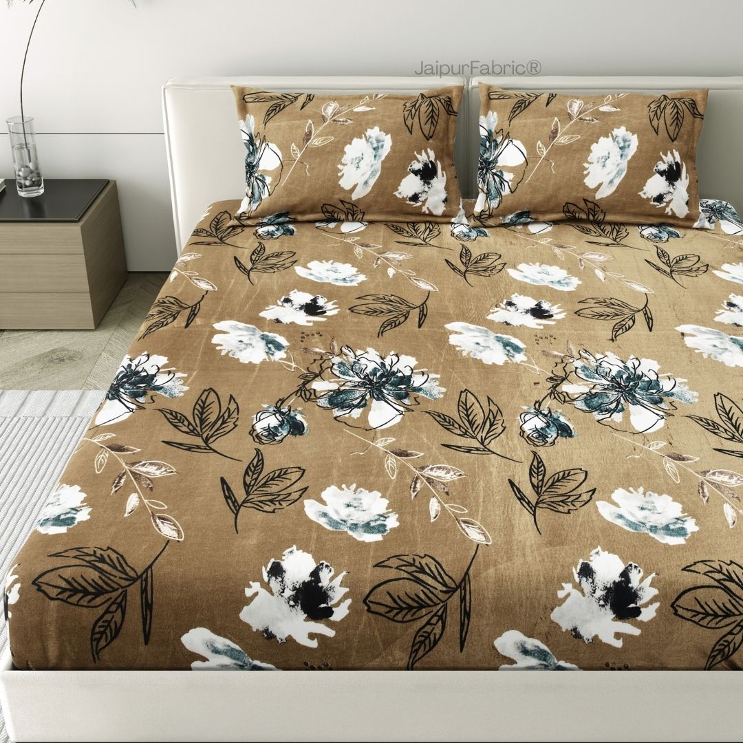 Rustic Flora Premium Super Soft Velvet Comfort Double Bedsheet