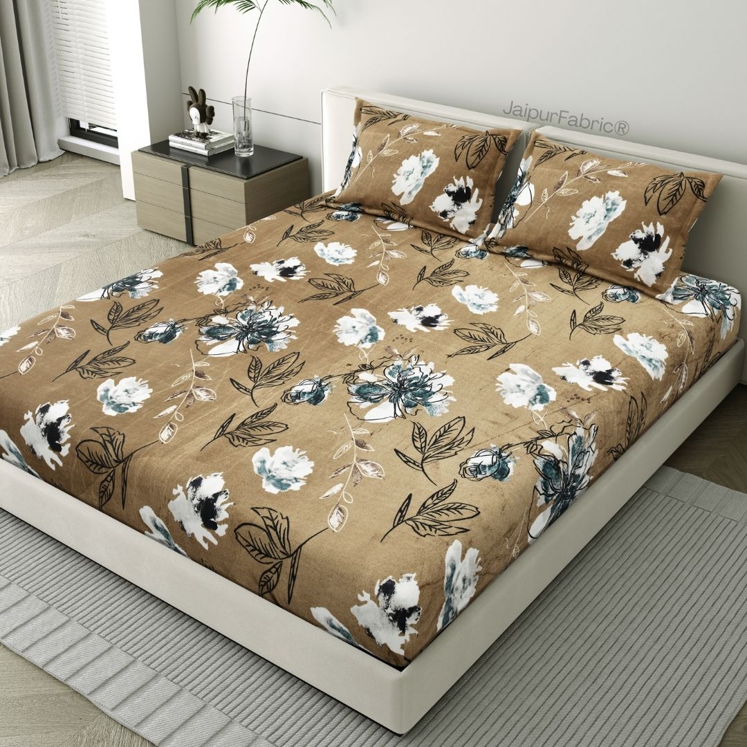 Rustic Flora Premium Super Soft Velvet Comfort Double Bedsheet