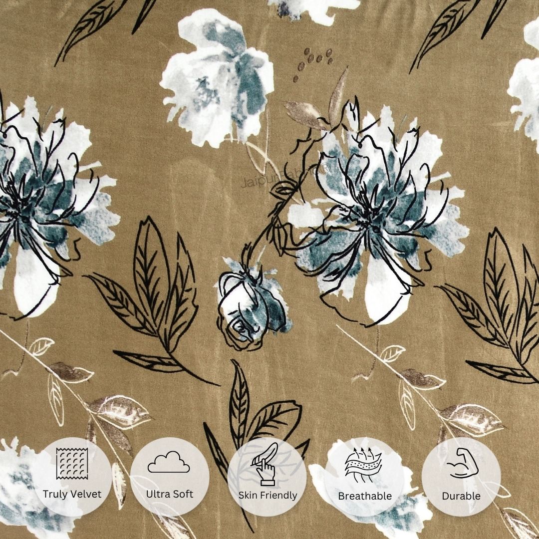 Rustic Flora Premium Super Soft Velvet Comfort Double Bedsheet