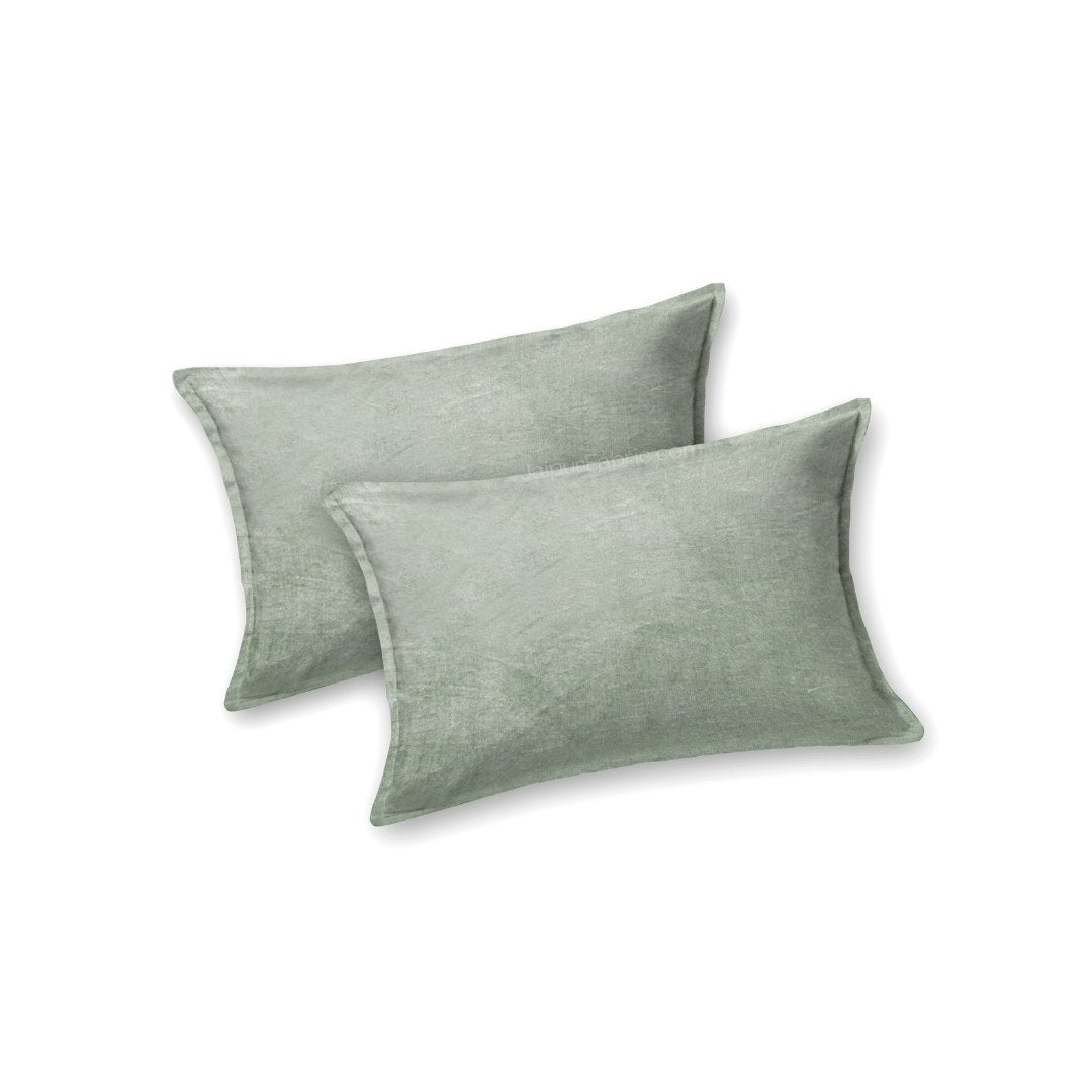 Rustic Mint Super Soft Velvet Double Bedsheet with Matching Pillow Covers