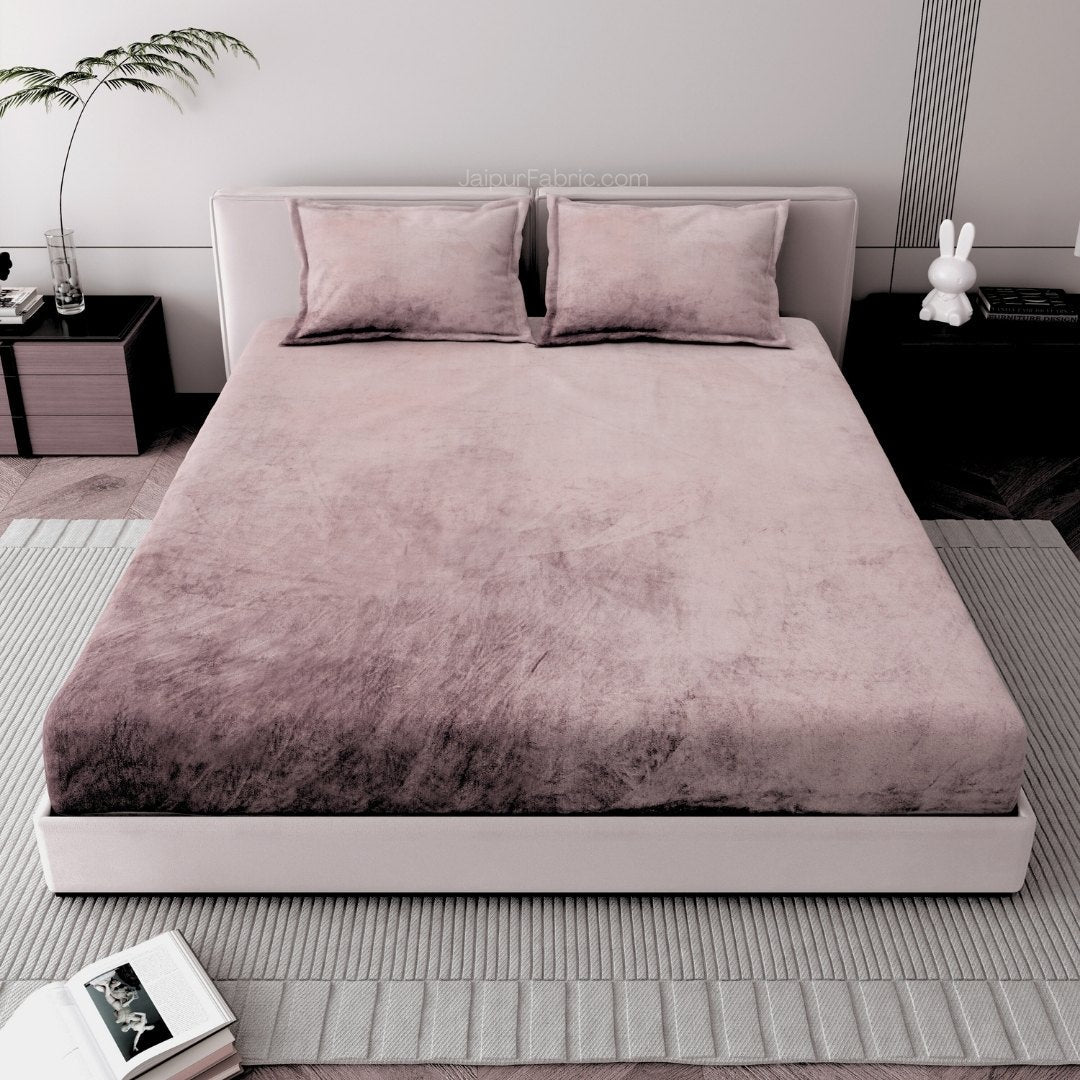 Rustic Rose Super Soft Velvet Double Bedsheet with Matching Pillow Covers