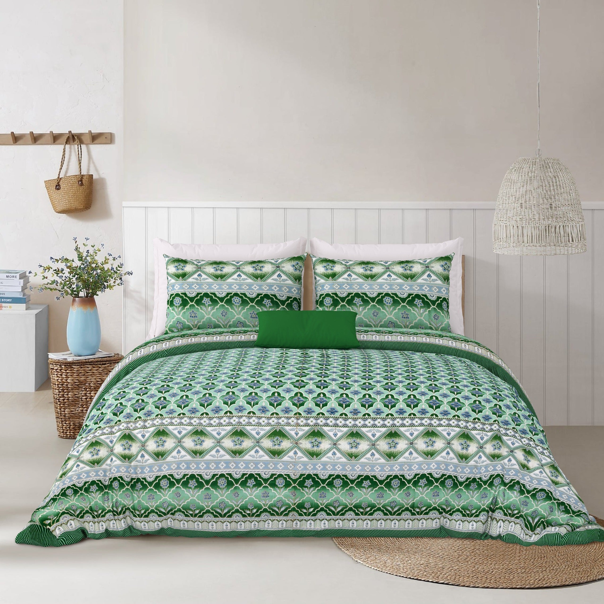 Mint & Clover Tile Stripe King Size Bedsheet