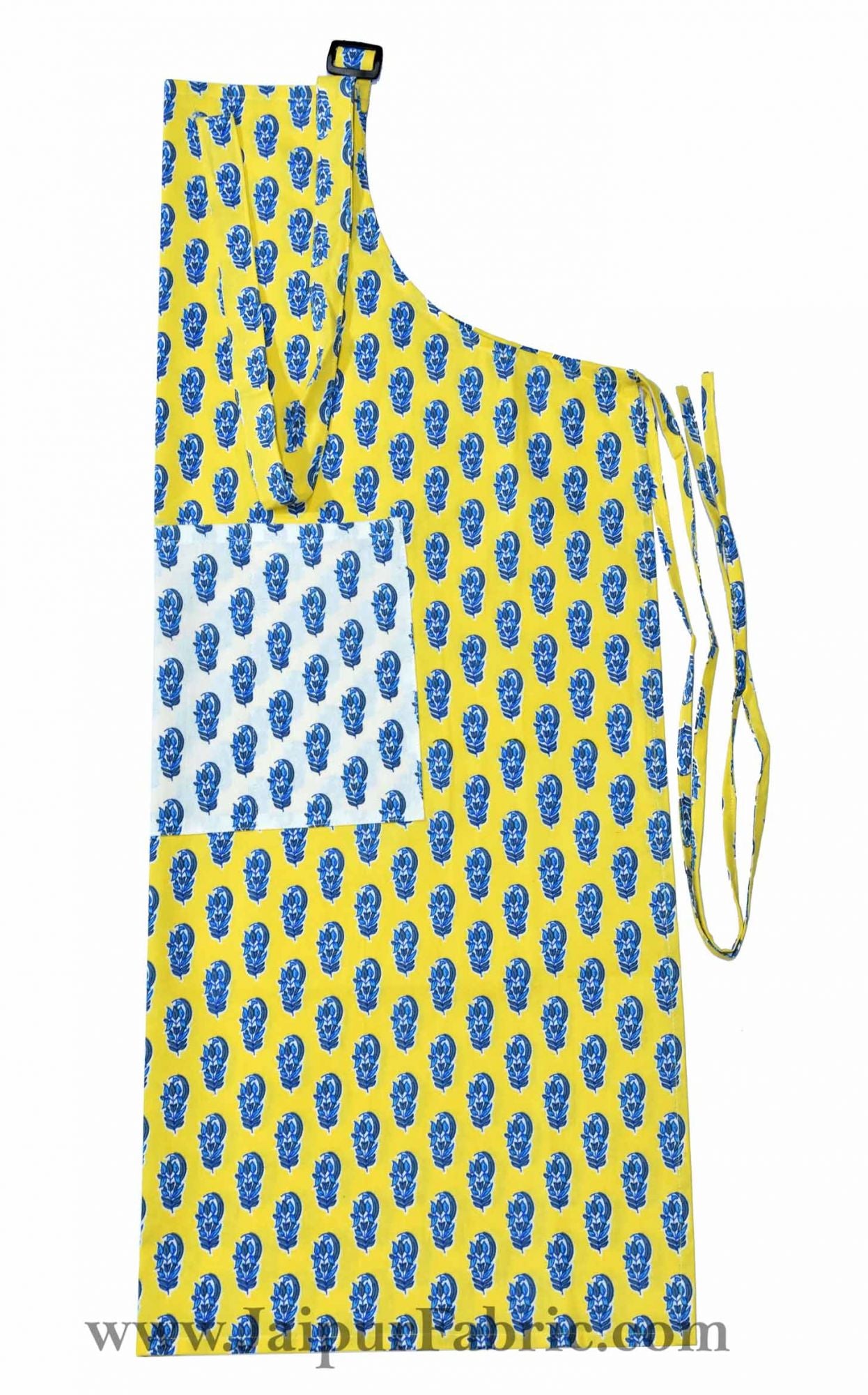 floral block print yellow apron