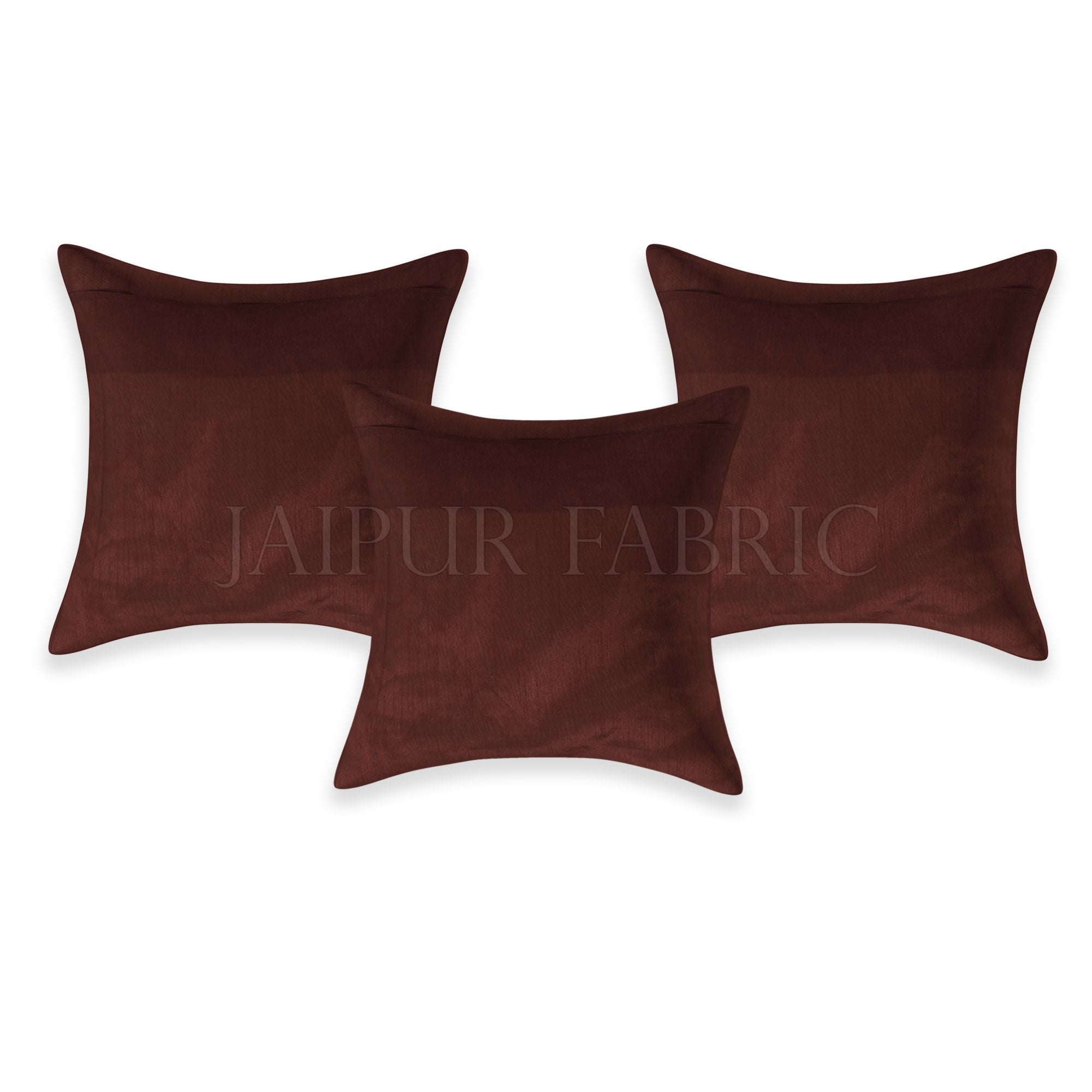 Brown Base Gota Work Red Border Floral Print Velvet Cushion Cover