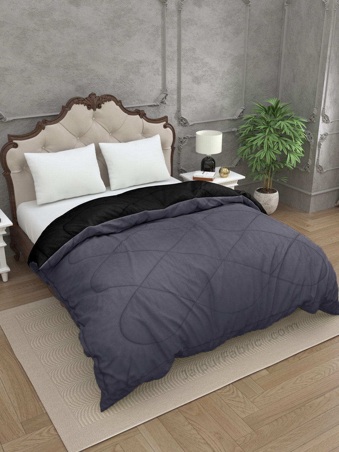Grey-Black Double Bed Comforter