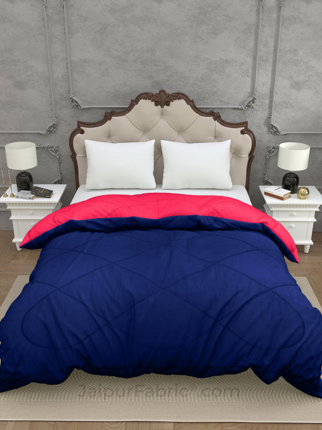 Pink-Navy Blue Double Bed Comforter