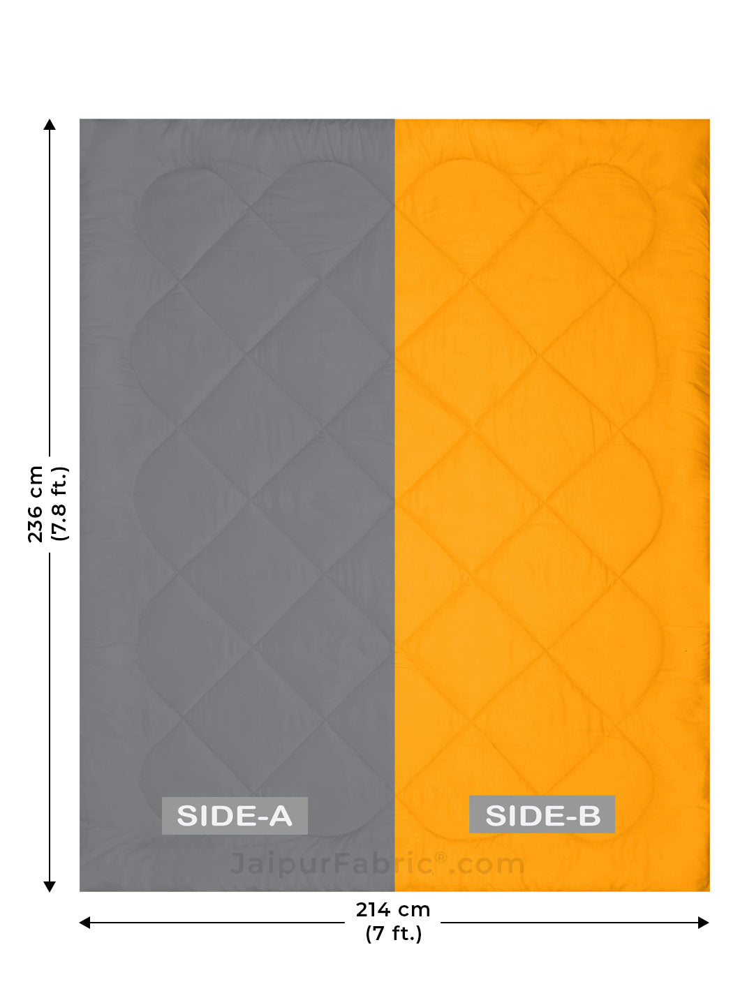 Grey-Mango Yellow Double Bed Comforter