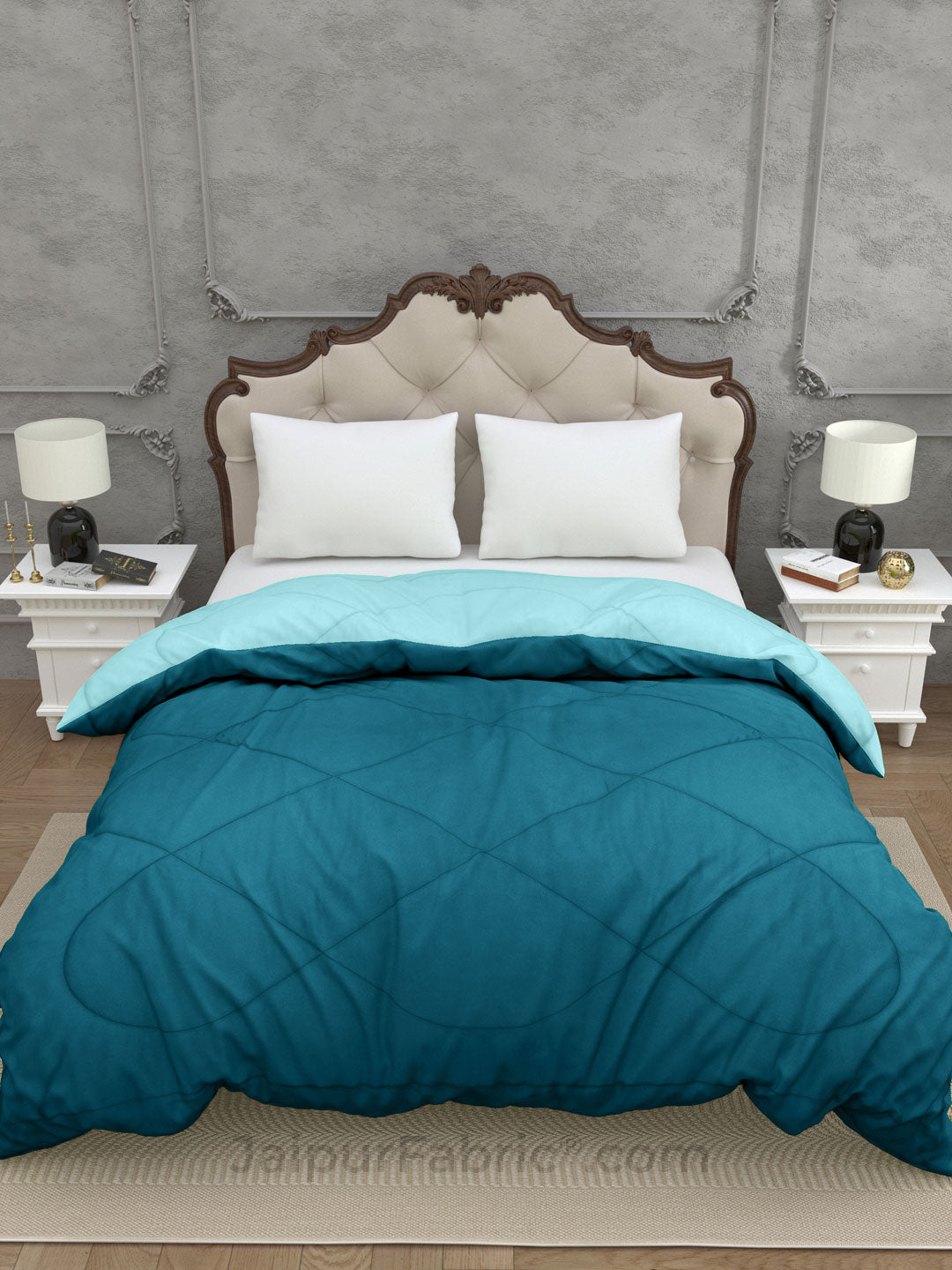 Teal Blue-Ocean Blue Double Bed Comforter