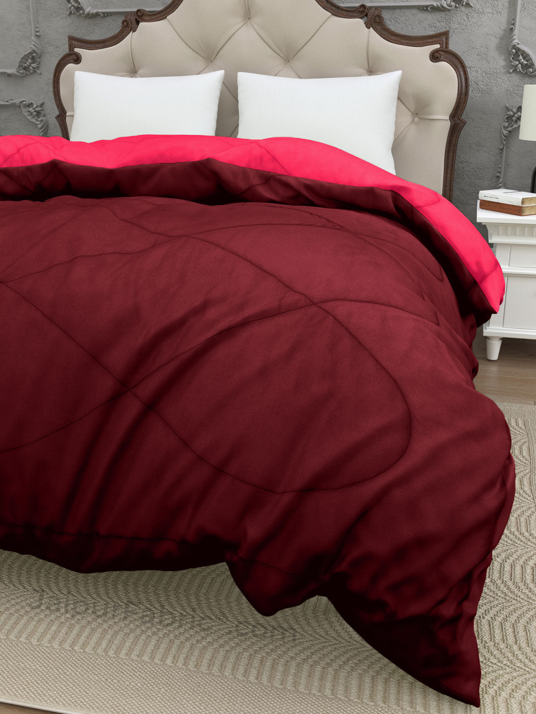 Maroon - Pink Single Double Bed Comforter