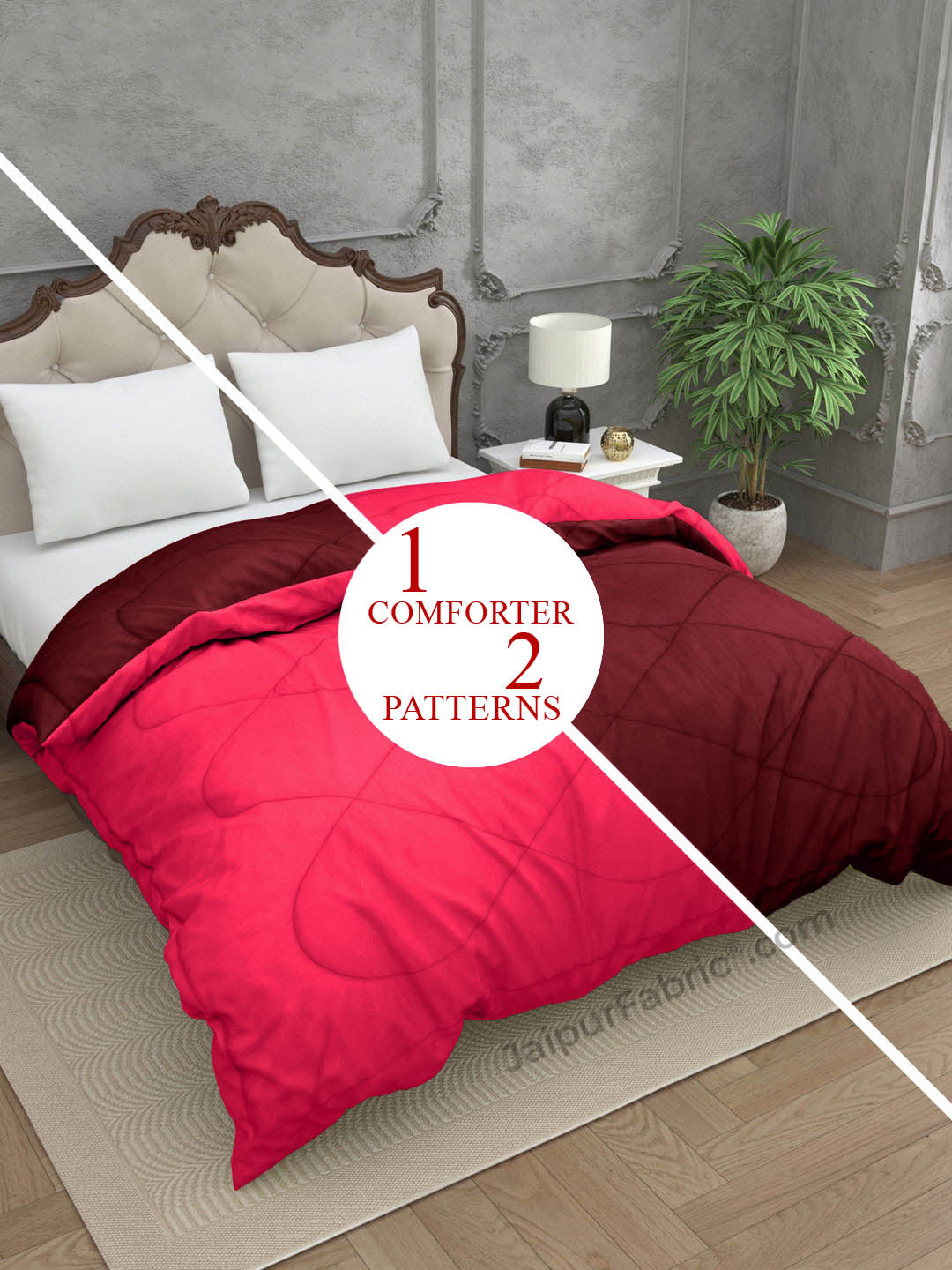 Maroon - Pink Single Double Bed Comforter