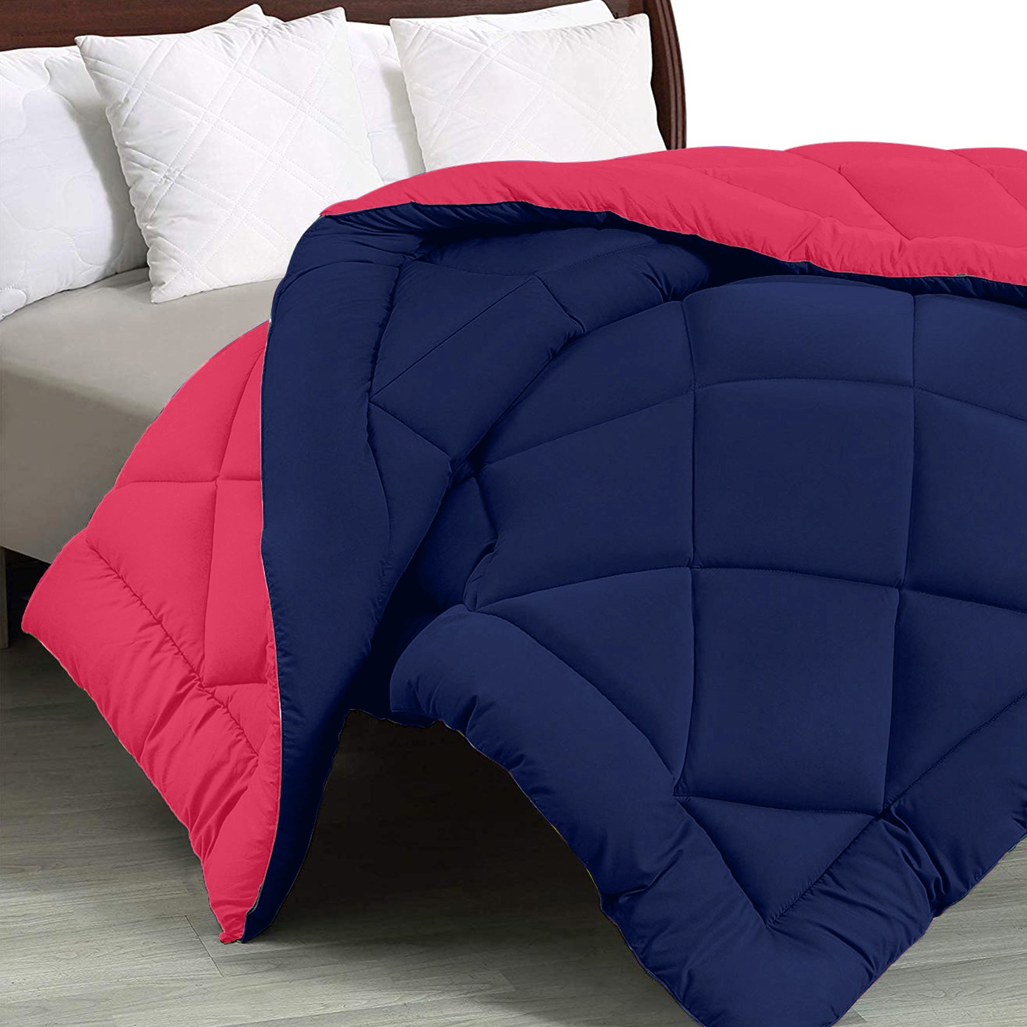 Navy Blue-Red Double Bed Comforter