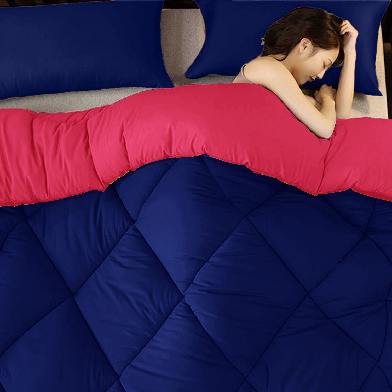 Navy Blue-Red Double Bed Comforter