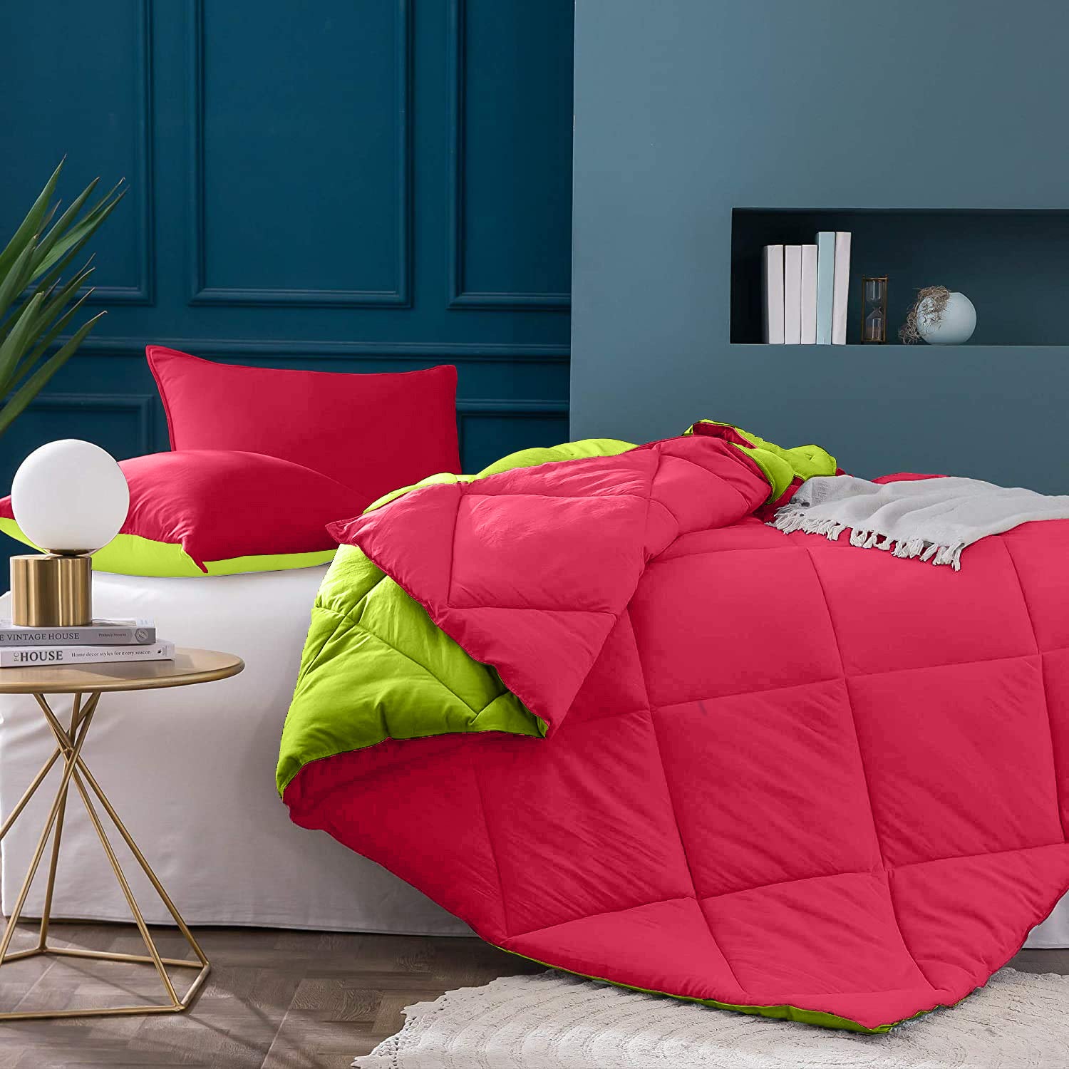 Red-Lemon Green Double Bed Comforter