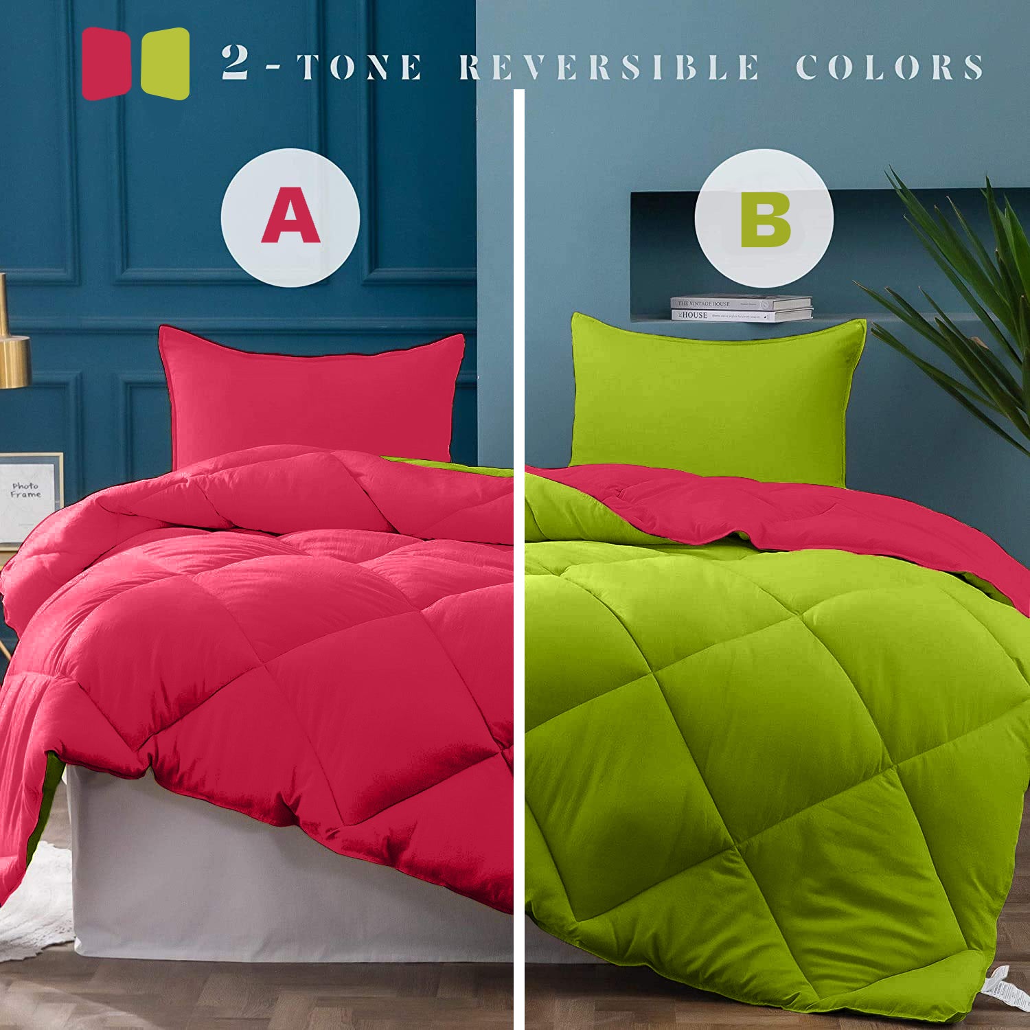 Red-Lemon Green Double Bed Comforter