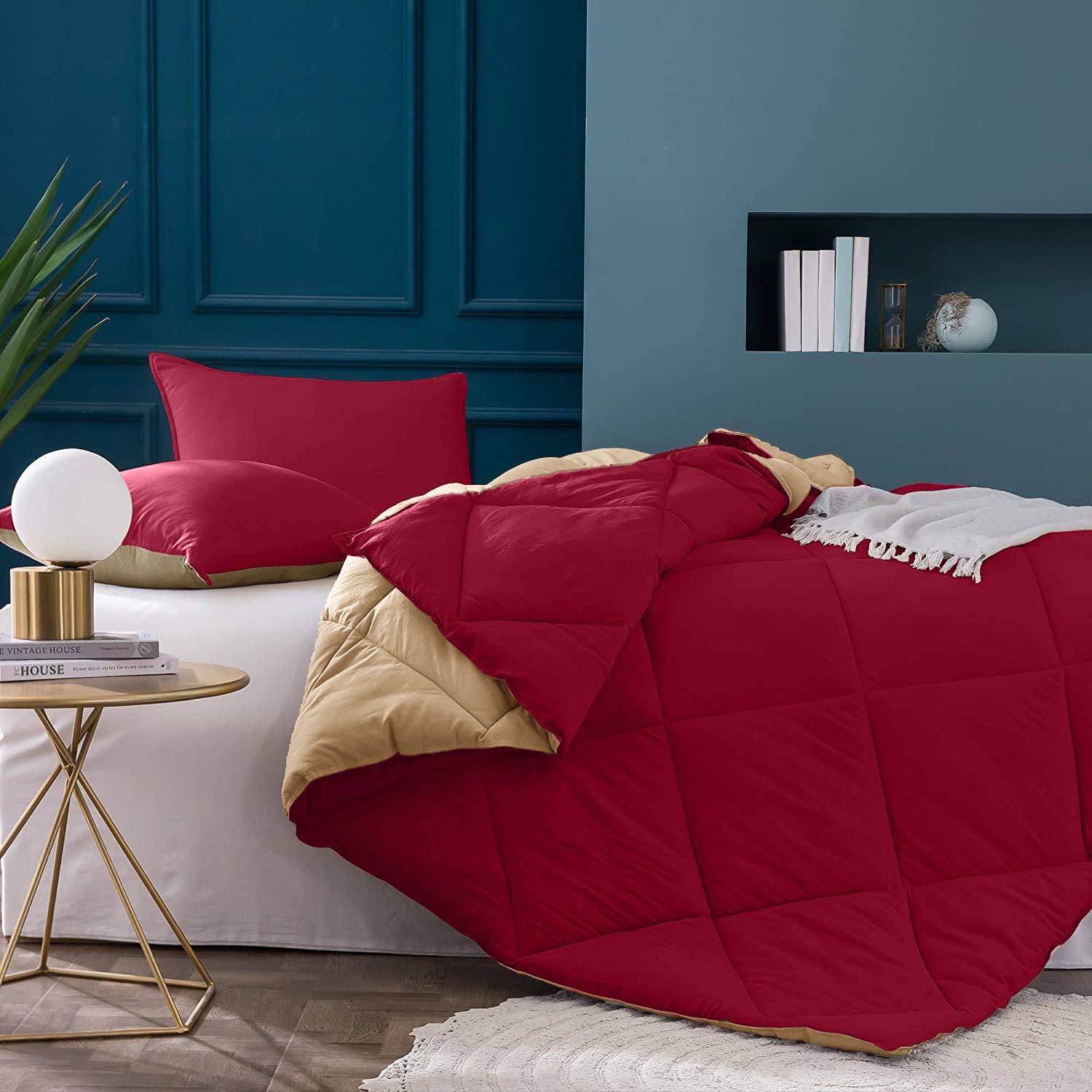 Red-Off White Double Bed Comforter