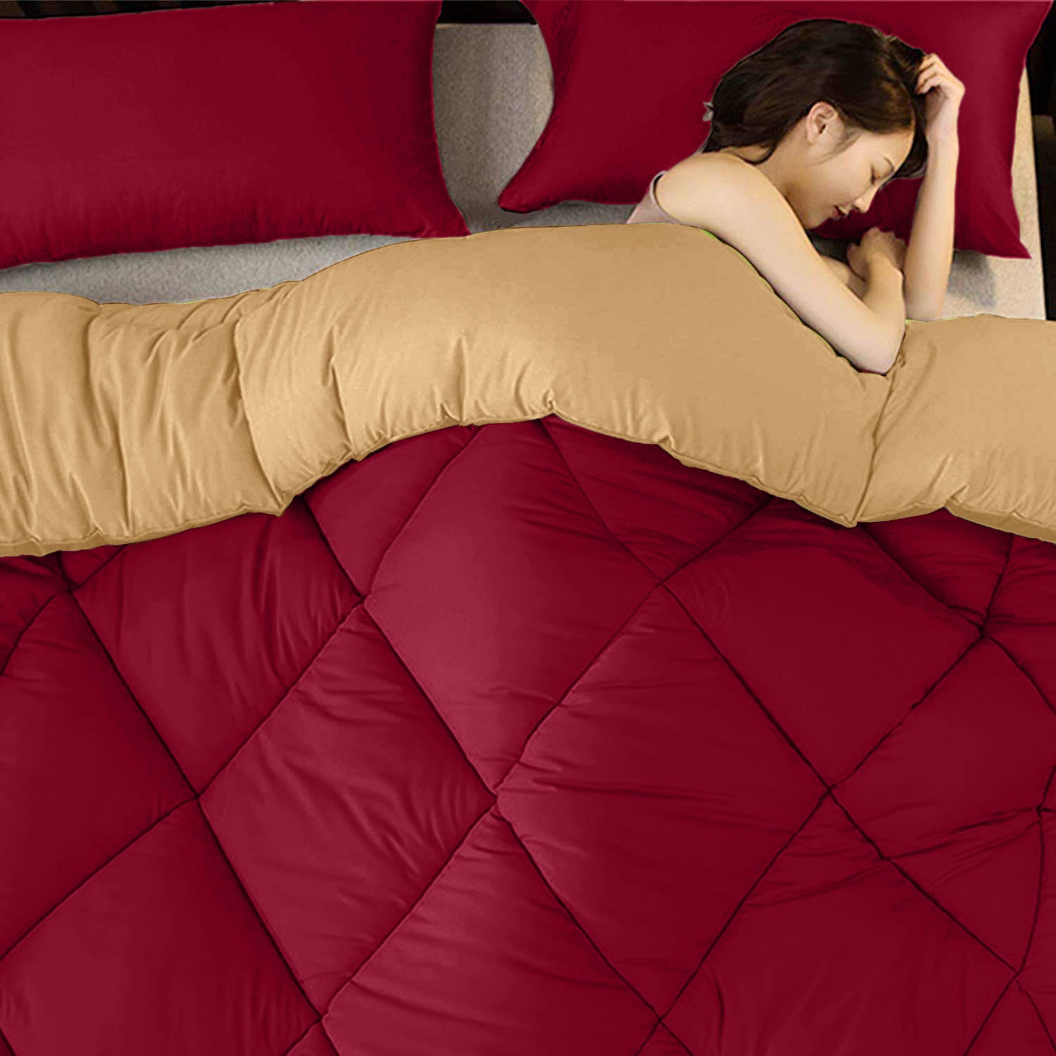 Red-Off White Double Bed Comforter