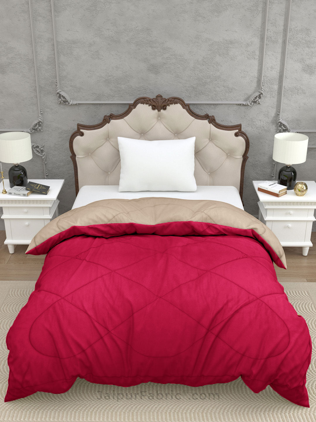 Smoke White Dark Pink Single Bed Comforter