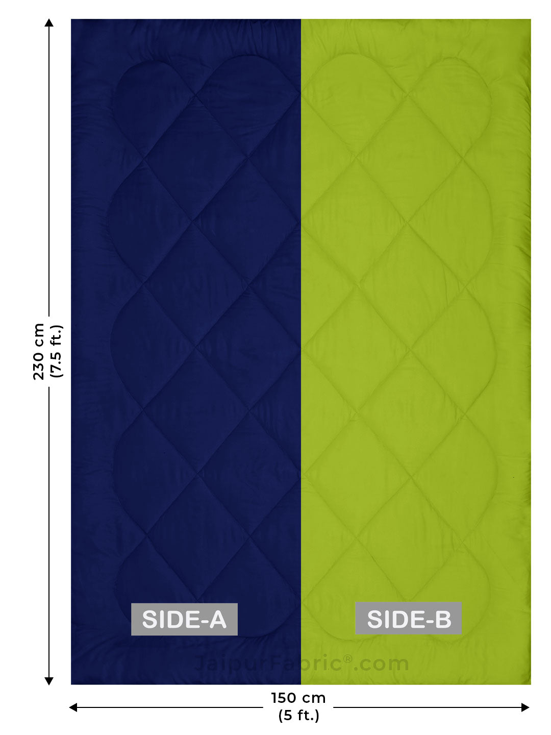 Parrot Green Navy Blue Single Bed Comforter