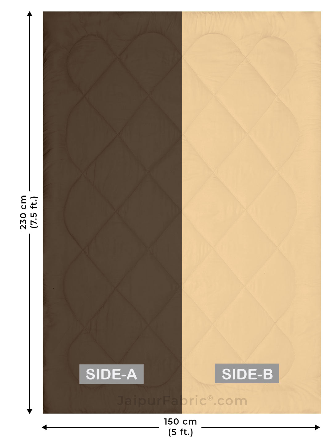 Dark Brown-Off White Single Bed Comforter