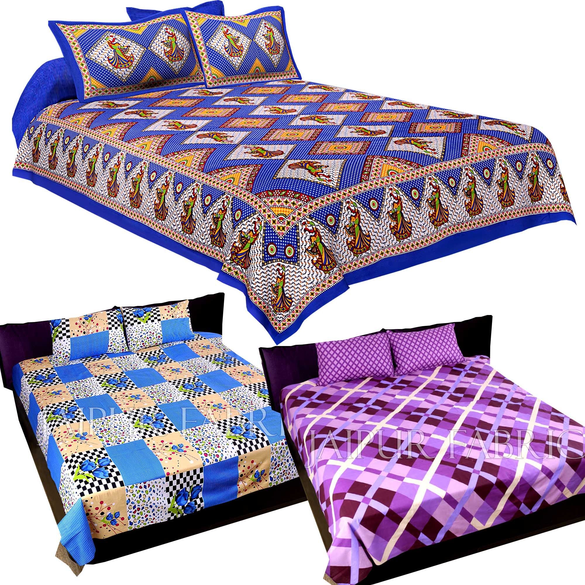 COMBO35 - Set of 3 Double Bedsheets with 6 Pillow Covers