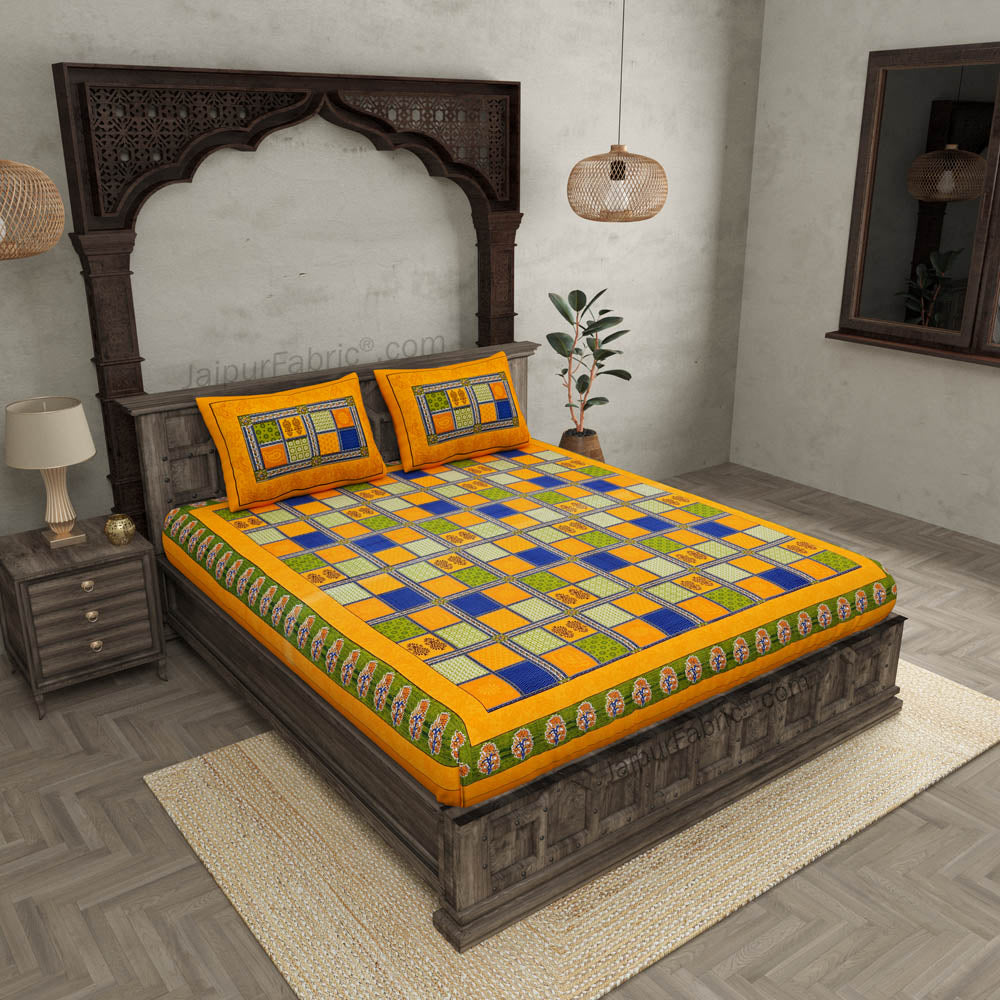 Multicolor Checkered Super Fine Cotton Double Bedsheet – Choose Your Favorite Border