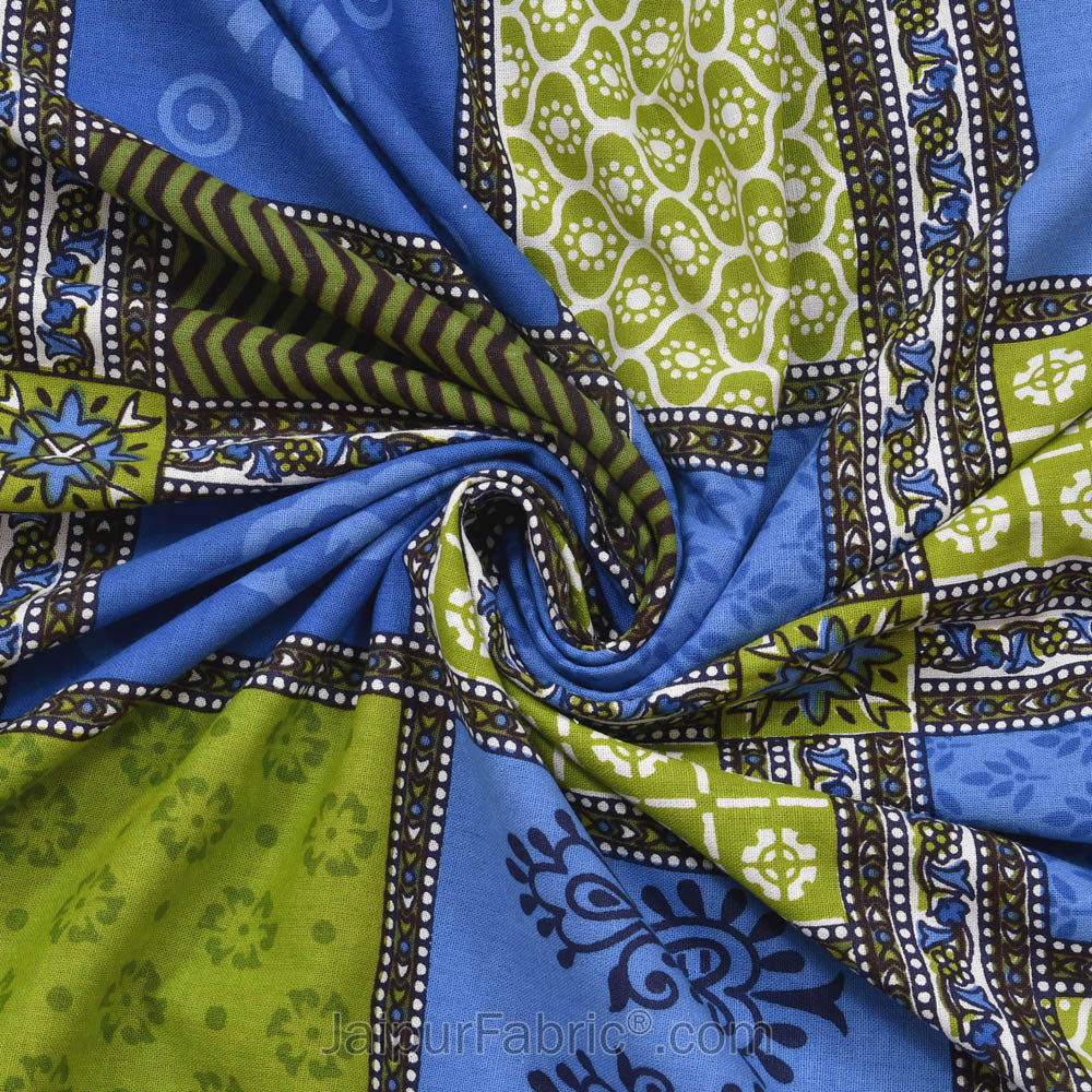 Blue Border Multicolor Checkered Super fine Cotton Double Bedsheet