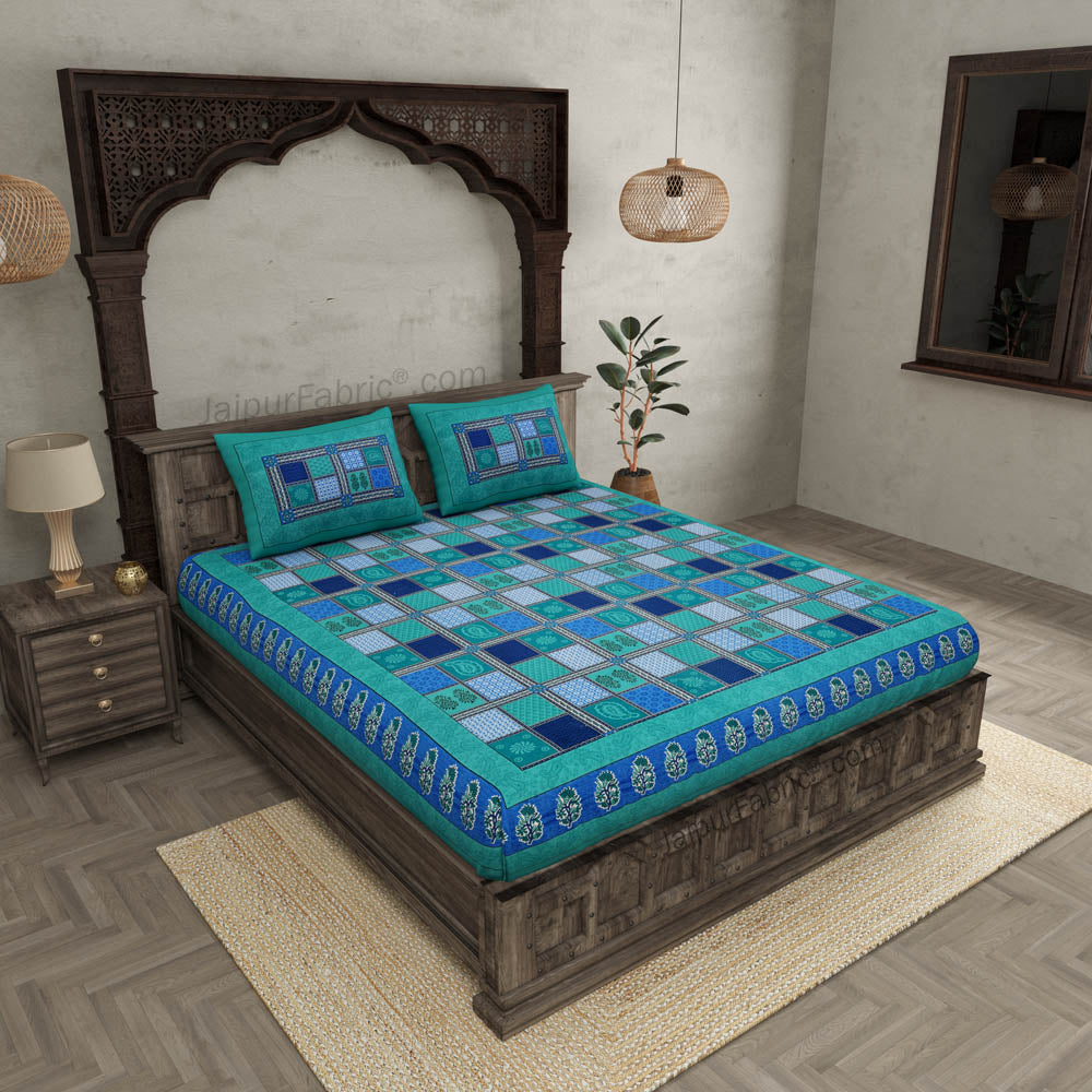 Multicolor Checkered Super Fine Cotton Double Bedsheet – Choose Your Favorite Border