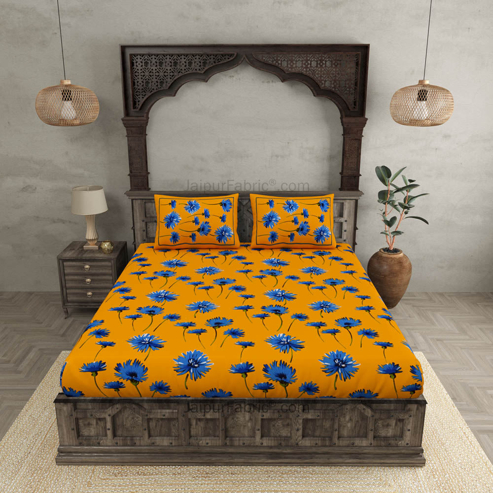 Sun Flower Double Bedsheet Yellow Color With 2 Pillow covers