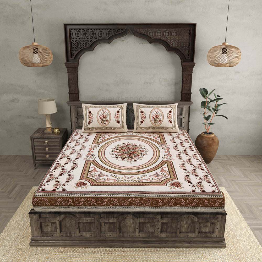 Welcome Ganpati Pink Cotton Double Bedsheet