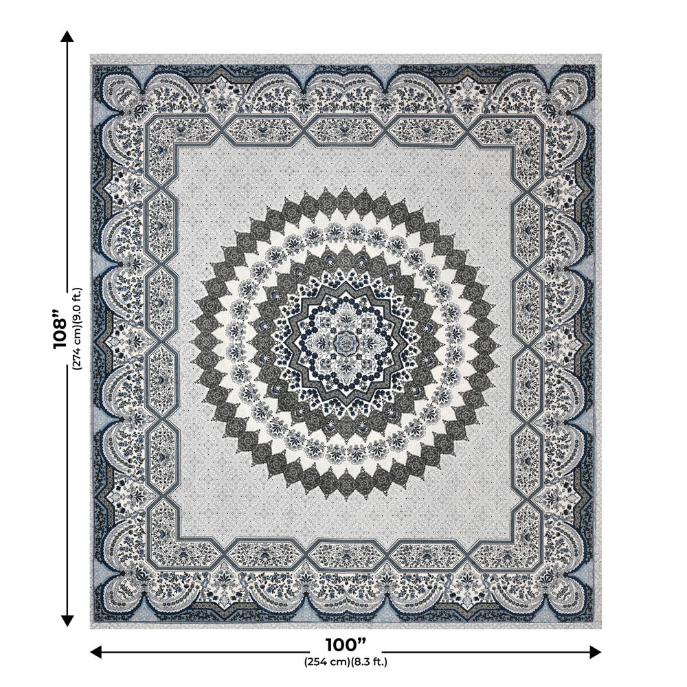 Flowery Mat Grey Cotton Double bedsheet